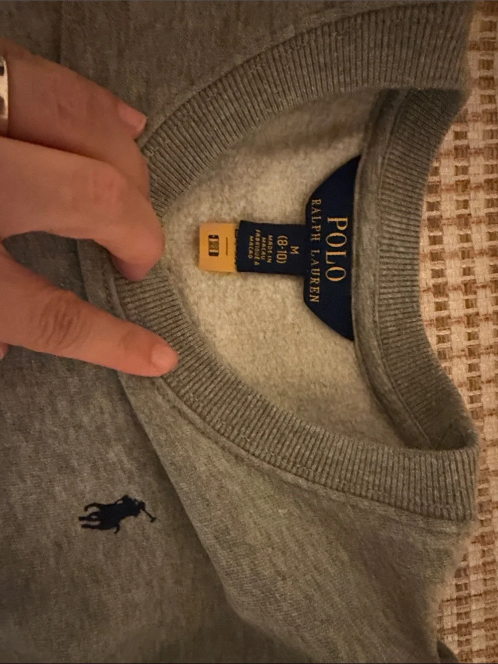 Ralph Lauren Gray Kids Sweatshirt girls size M 8-10 years old, cotton